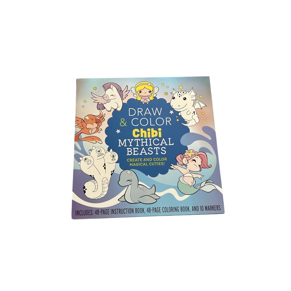 Chartwell Books Draw & Color Chibi Mythical Beasts Kids OS Blue New Activity Kit